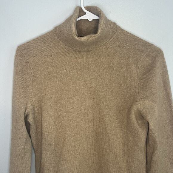 Lord & Taylor Womens 100% Cashmere Turtleneck Sweater Sz S Brown Preppy Flaw - Picture 3 of 12